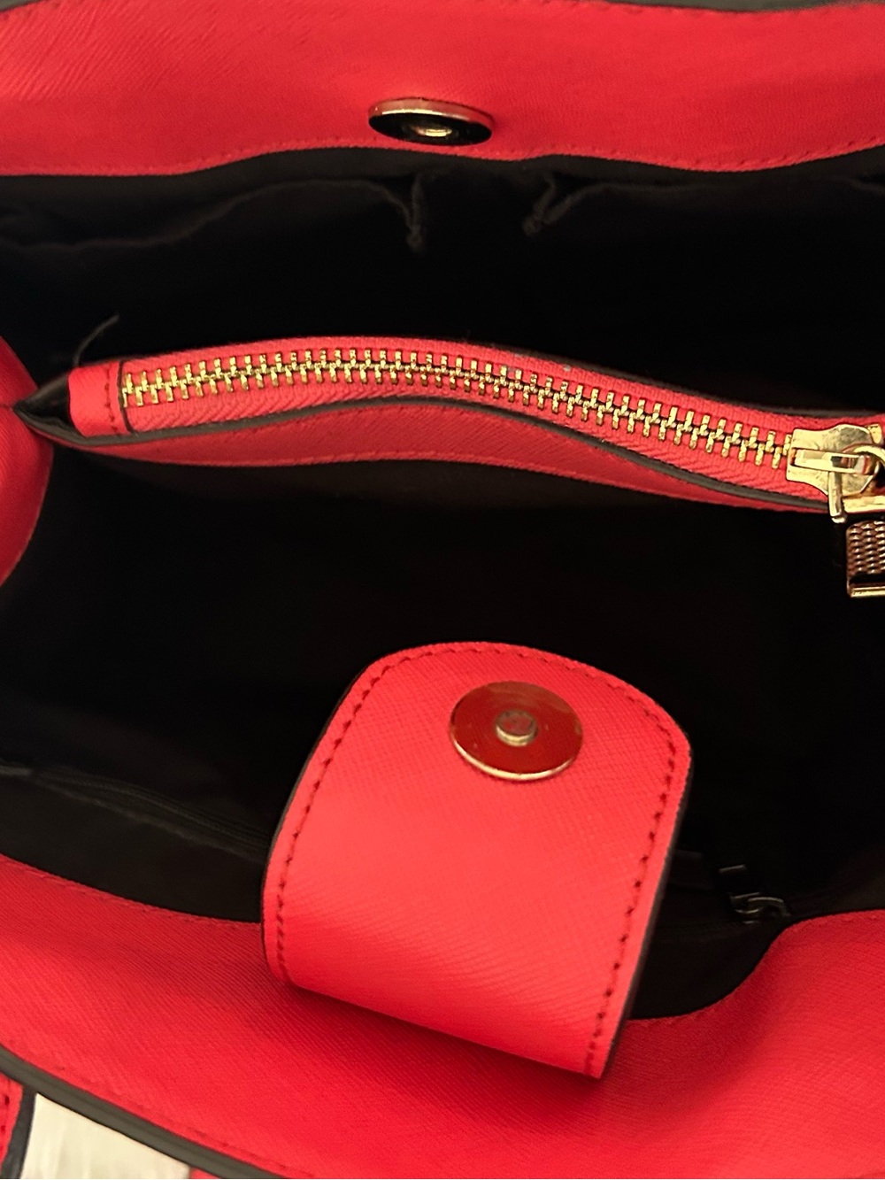 Rebecca Minkoff Red Structured Satchel Crossbody Bag Gold Hardware Top Handle - Picture 13 of 13